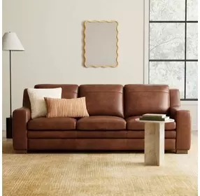 Finnley Brown Auburn Leather 90" Sofa