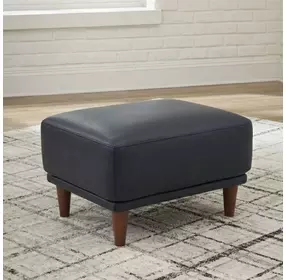 Beckett Midnight Blue Leather Upholstered Rectangular Ottoman