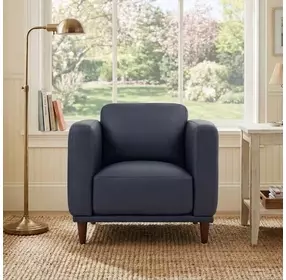 Beckett Midnight Blue Leather Upholstered Accent Chair