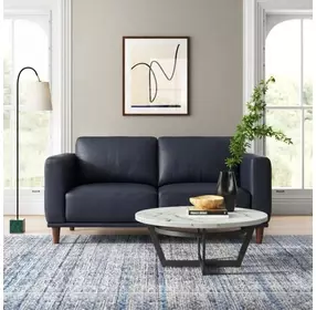 Beckett Midnight Blue Leather 64" Loveseat