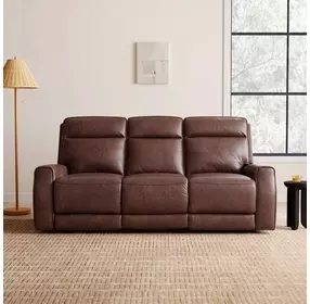 Sydney Brown Heritage Leather 84" Zero Gravity Power Reclining Sofa with Power Headrest and USB Charging