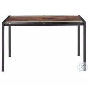 Live Edge Black Steel And Printed Glass Dining Table