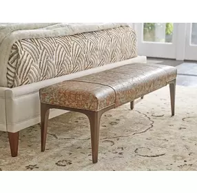 Rendezvous Brown Leather Upholstered Savile Accent Bench