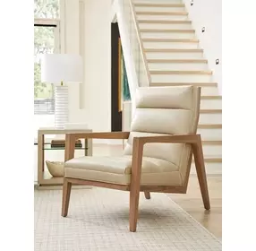 Sunset Key Hayley Beige Leather Upholstered Accent Chair