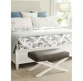 Vaughan Avondale Gray Leather Upholstered Rectangular Ottoman