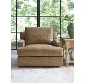 Millington Brown Leather Upholstered Accent Chair by Barclay Butera