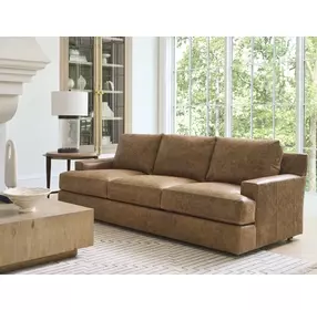 Millington Brown Leather 95" Sofa by Barclay Butera