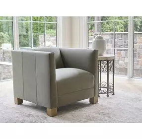 Chandler Green Leather Upholstered Accent Chair by Barclay Butera