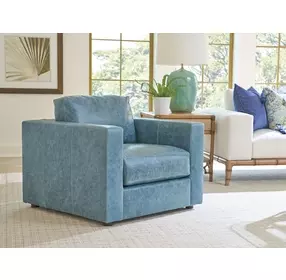 Key Biscayne Granville Blue Leather Upholstered Accent Chair