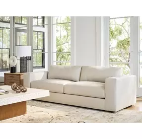 Key Biscayne Granville Ivory Leather 94" Sofa