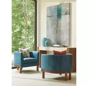 Palm Desert Blue Leather Upholstered Sonata Accent Chair