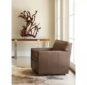Ardsley Kitano Brown Leather Upholstered Lounge Chair