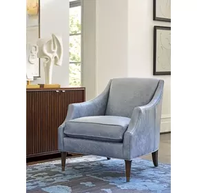 Rendezvous Blue Leather Upholstered Kerney Accent Chair