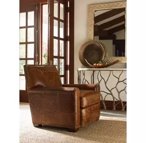 Stirling Park Brown Leather Upholstered Accent Chair with Nailhead Trim