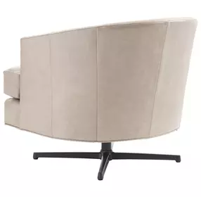 Graves Beige and Charcoal Leather Upholstered Swivel Chair