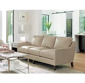 Turin Ariana Beige Leather 83" Sofa