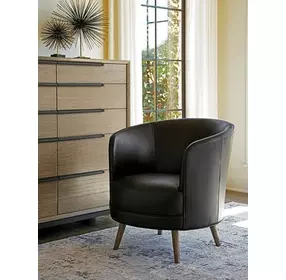 Zanzibar Black Leather Upholstered Torrington Swivel Accent Chair