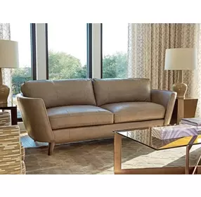 Kahn Beige Leather 90" Sofa