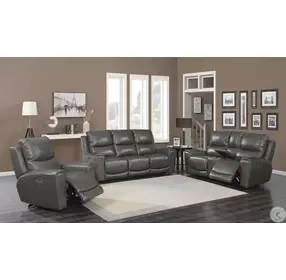 Laurel Gray Power Reclining Sofa with Power Headrest