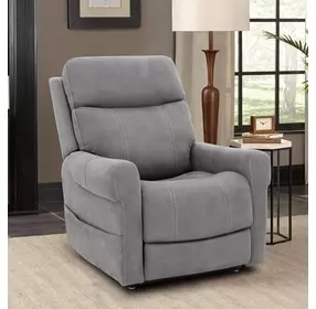 Lloyd Stonewash Dove Performance Fabric Power Lift Recliner with Power Lumbar and USB Charging