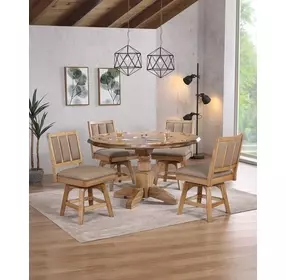 Logans Edge Brown Swivel Upholstered Game Chair Set of 2