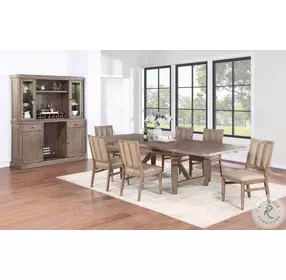 Logan's Pointe Warm Distressed Chestnut Bar Cabinet with Hutch