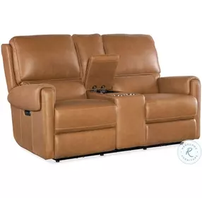 Waverly Light Brown Power Reclining Loveseat with Power Headrest