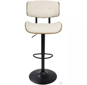 Lombardi Walnut And Cream Adjustable Bar Stool