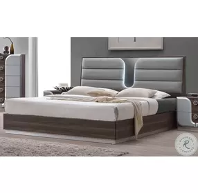 London Zebra Wood Grain Upholstered Platform Bedroom Set