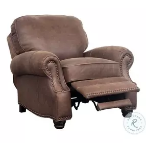 Longhorn Dark Sanded Bomber Leather Push Thru The Arms Recliner with Nailhead Trim