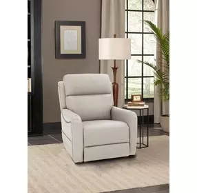 Longview Rainer Dove Leather Power Lift Recliner with Nailhead Trim and USB Charging