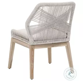 Loom Performance Pumice And Taupe White Flat Rope Outdoor Dining Chair Set of 2