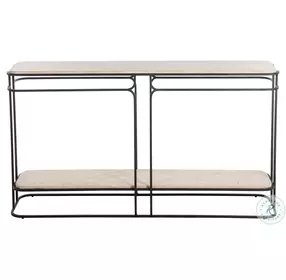 Louise Textured Matte Black And Limestone Console Table