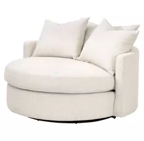 Stitch and Hand Upholstery Gellar Linen Performance Fabric Upholstered Swivel Lourne Grand Sofa Chair with Pillows