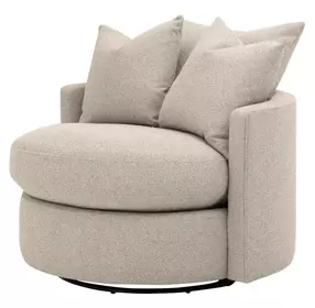 Stitch and Hand Upholstery Gellar Jute Performance Fabric Upholstered Swivel Lourne Petite Sofa Chair with Pillows