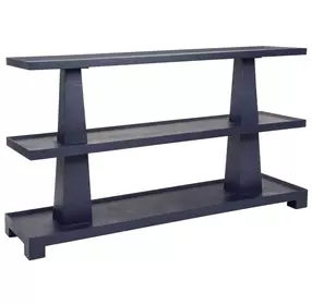 Lowen Textured Navy Linen 3 Tier Column Sofa Table