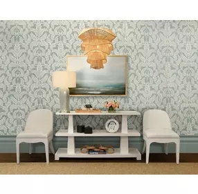 Lowen Textured White Linen 3 Tier Column Sofa Table
