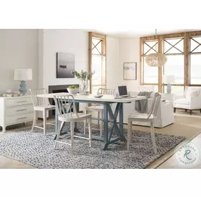 Piers Friendship Textured Sandblasted White And Blue Extendable Counter Height Dining Room Set
