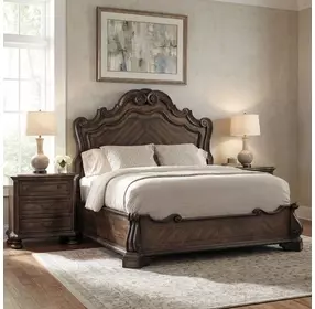 Rhapsody Rustic Walnut King Panel Bed