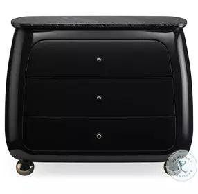 Cabochon Tree And Piano Black 3 Drawer Nightstand