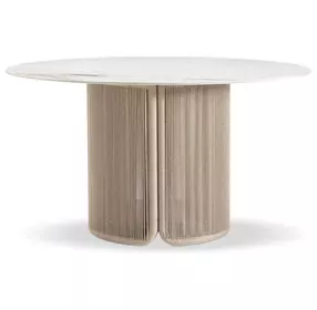 Trellis Brown and Beige 54" Round Outdoor Dining Table