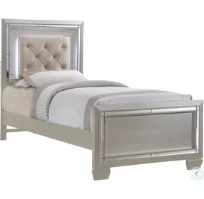 Glamour Champagne Youth Upholstered Panel Bedroom Set