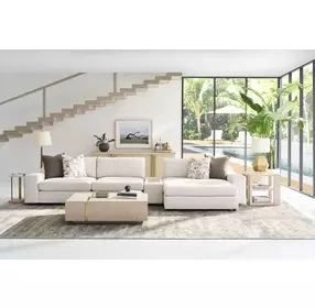Carino Sand Cerused and Beige Rectangular Marble Top Drinks Table