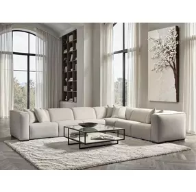Bliss Cream 6 Piece Modular Power Reclining Sectional with Pillows