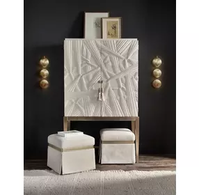 Melange Cream and Champagne Dream Weaver 2 Door Bar Cabinet with LED