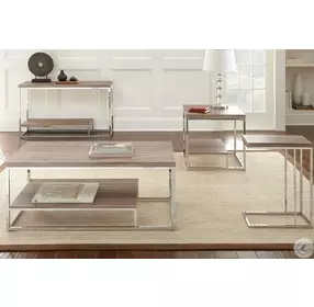 Lucia Brown And Chrome Silvershield 3D Laminate Chairside End Table