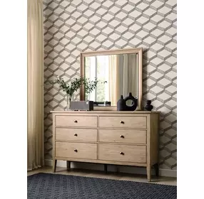 Arbor Oatmeal 6 Drawer Glenwood Dresser with Rectangular Mirror