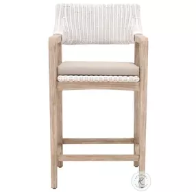 Lucia Light Gray And White Rattan Counter Height Stool