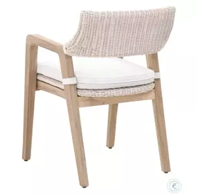 Lucia Performance White Speckle And Pure White Synthetic Wicker Outdoor Arm Chair