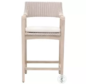 Lucia White Speckle And Pure Synthetic Wicker Performance Fabric Outdoor Counter Height Stool